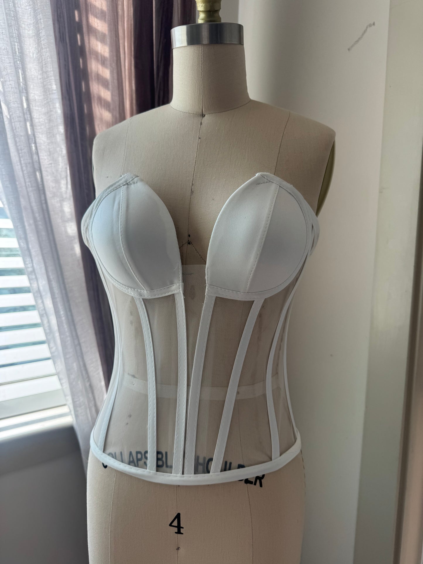 White Deep V Transparent Corset