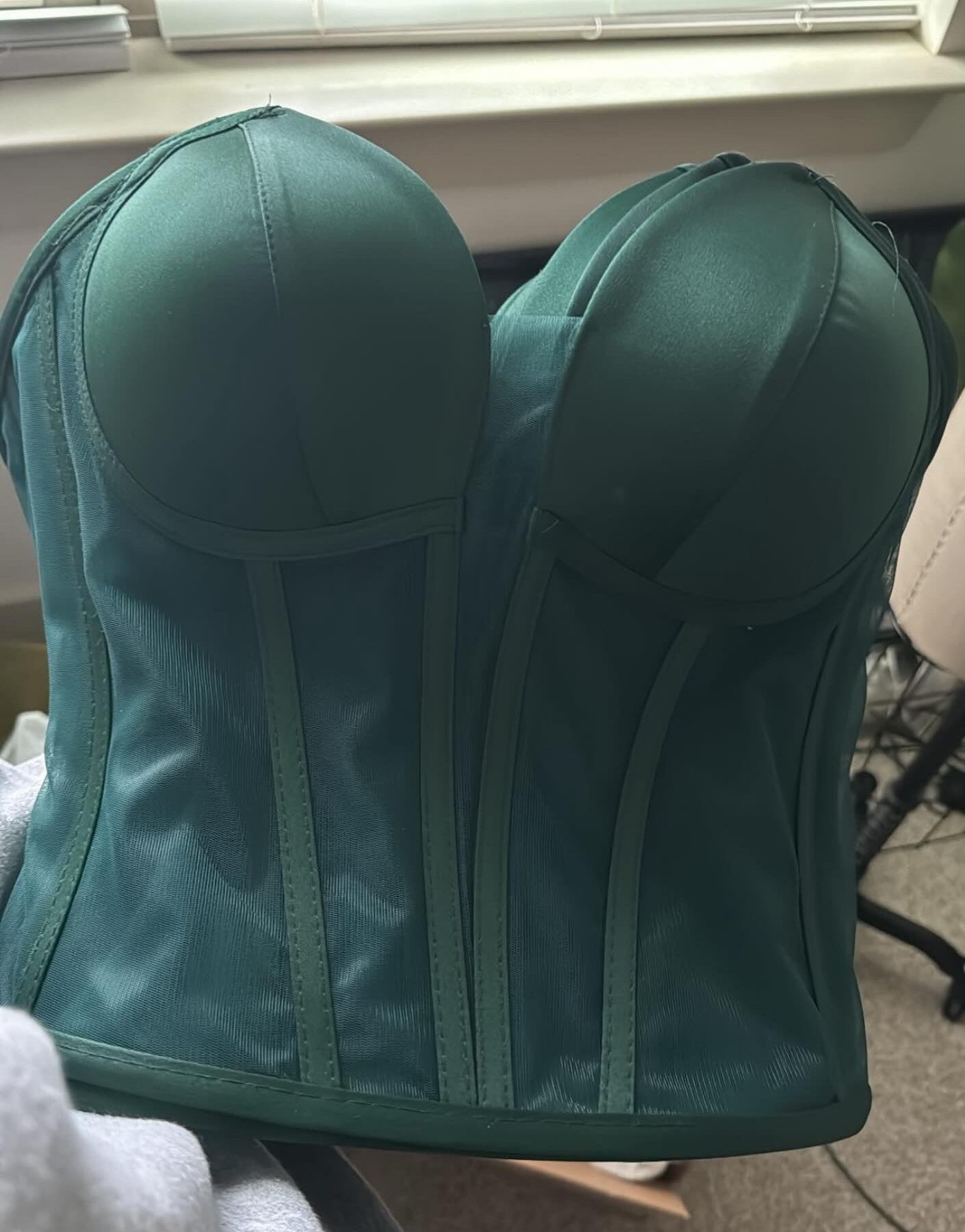 “Dark Green" Deep V Transparent Style Corset