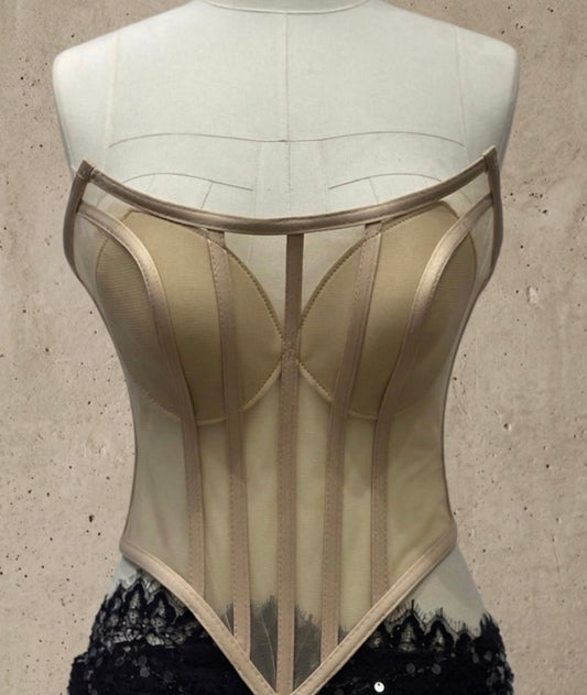 “Beige" U Shaped Victorian Corset