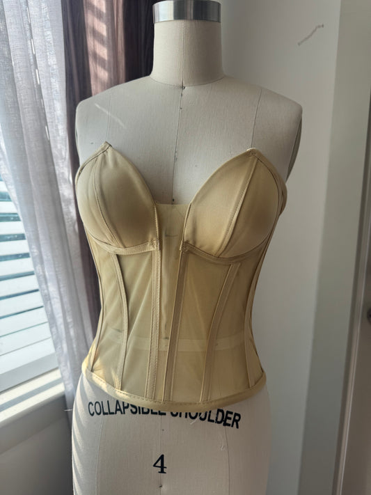 "Gold" Deep V Transparent Corset